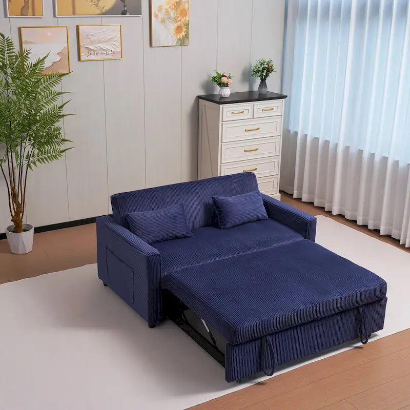 Canapé-lit 69" en velours côtelé avec dossier réglable et poche de rangement