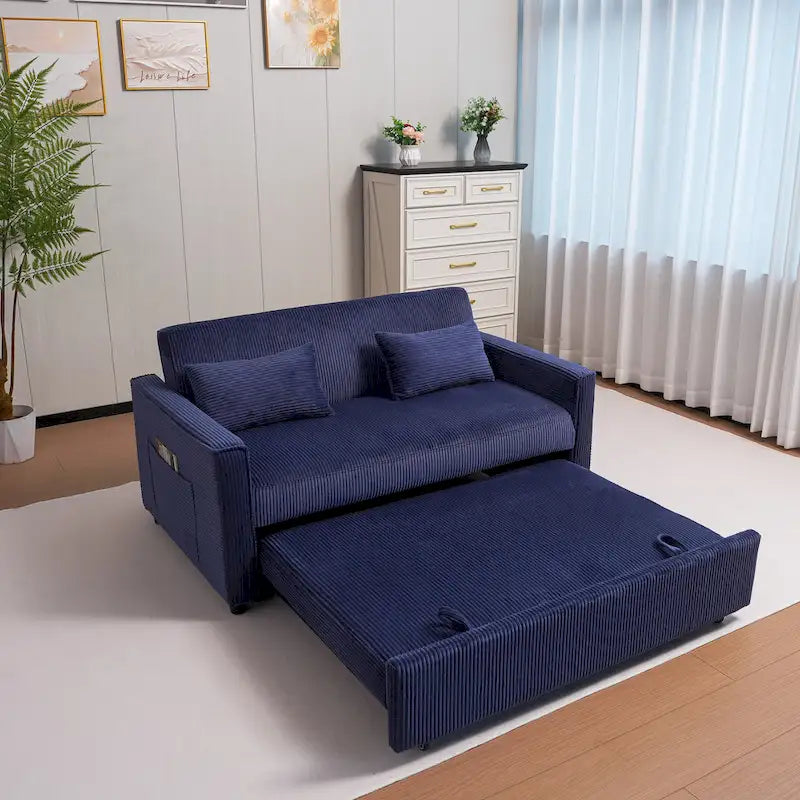 Canapé-lit 69" en velours côtelé avec dossier réglable et poche de rangement