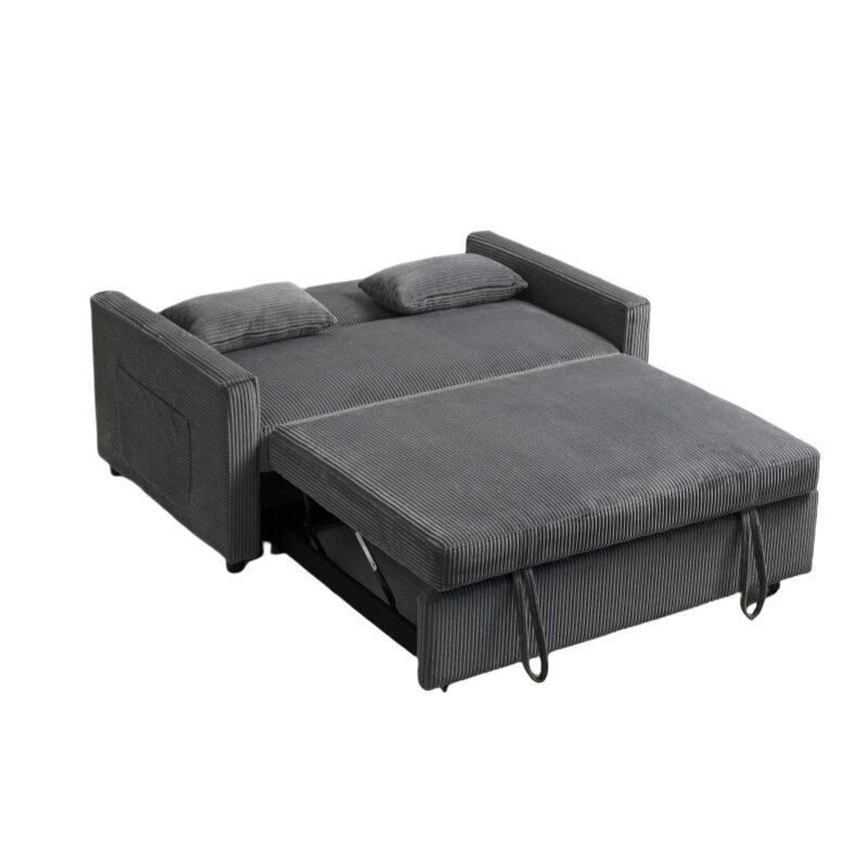 Canapé-lit 69" en velours côtelé avec dossier réglable et poche de rangement