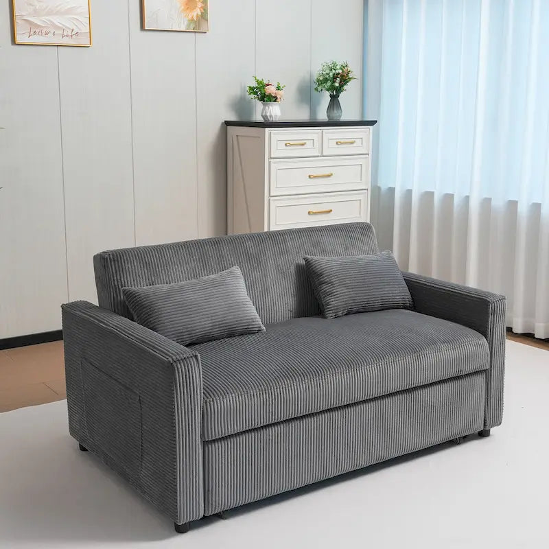 Canapé-lit 69" en velours côtelé avec dossier réglable et poche de rangement
