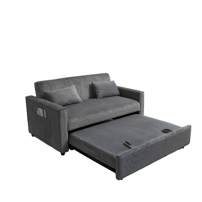 Canapé-lit 69" en velours côtelé avec dossier réglable et poche de rangement