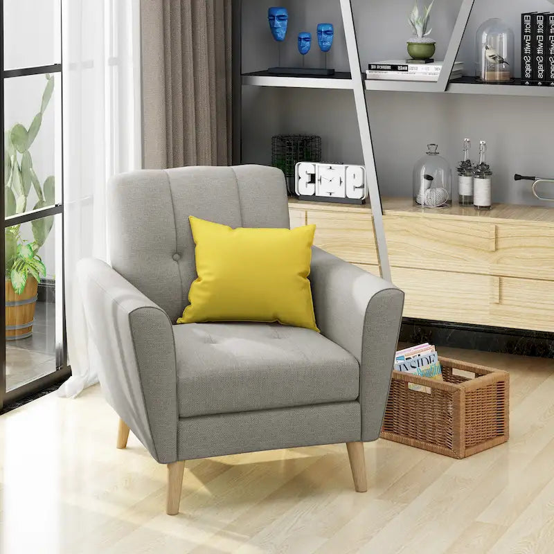 Fauteuil club capitonné en tissu Mid-Century Modern par