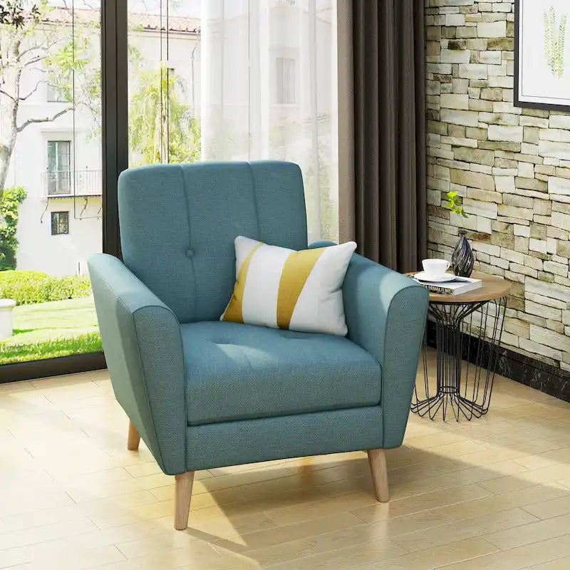Fauteuil club capitonné en tissu Mid-Century Modern par