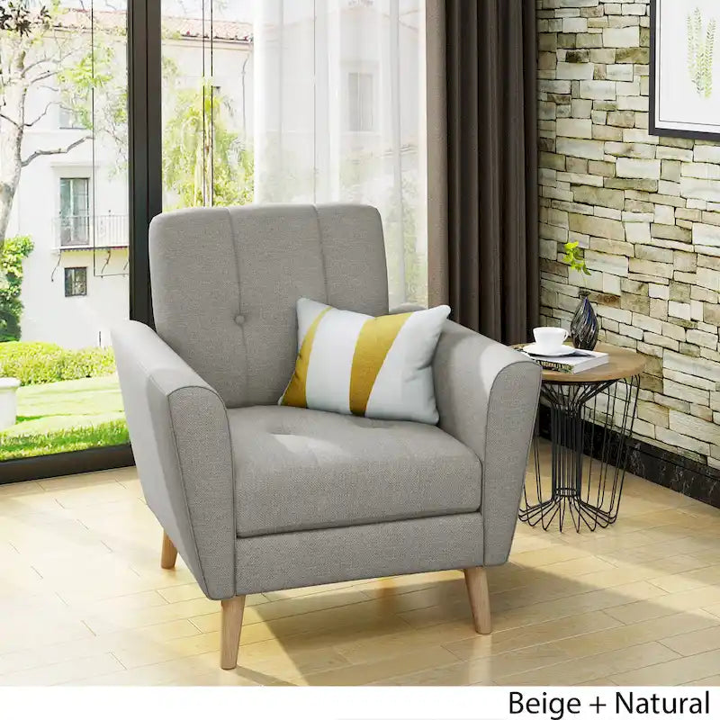 Fauteuil club capitonné en tissu Mid-Century Modern par