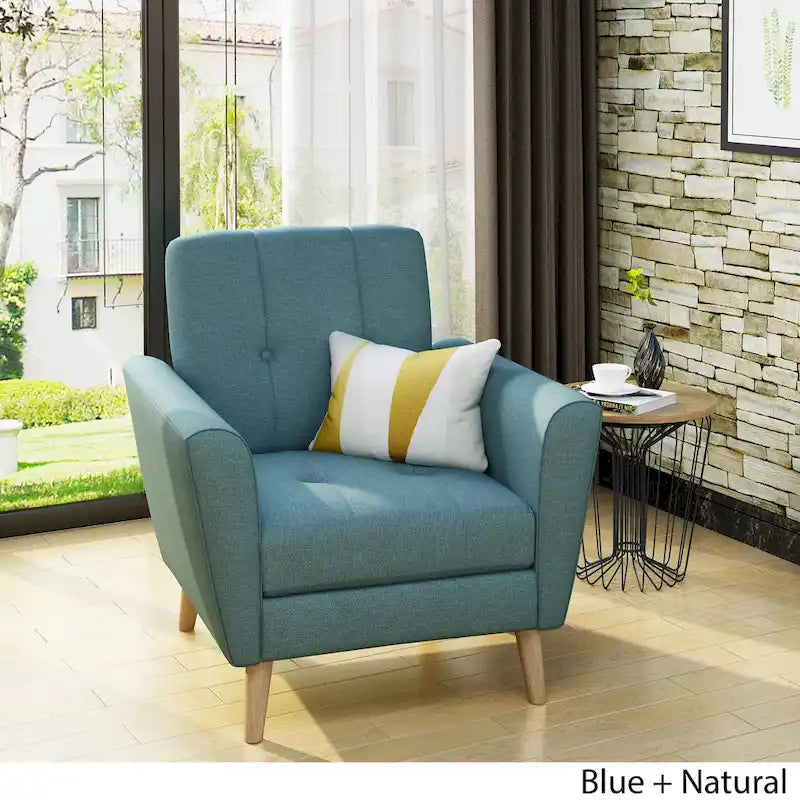 Fauteuil club capitonné en tissu Mid-Century Modern par