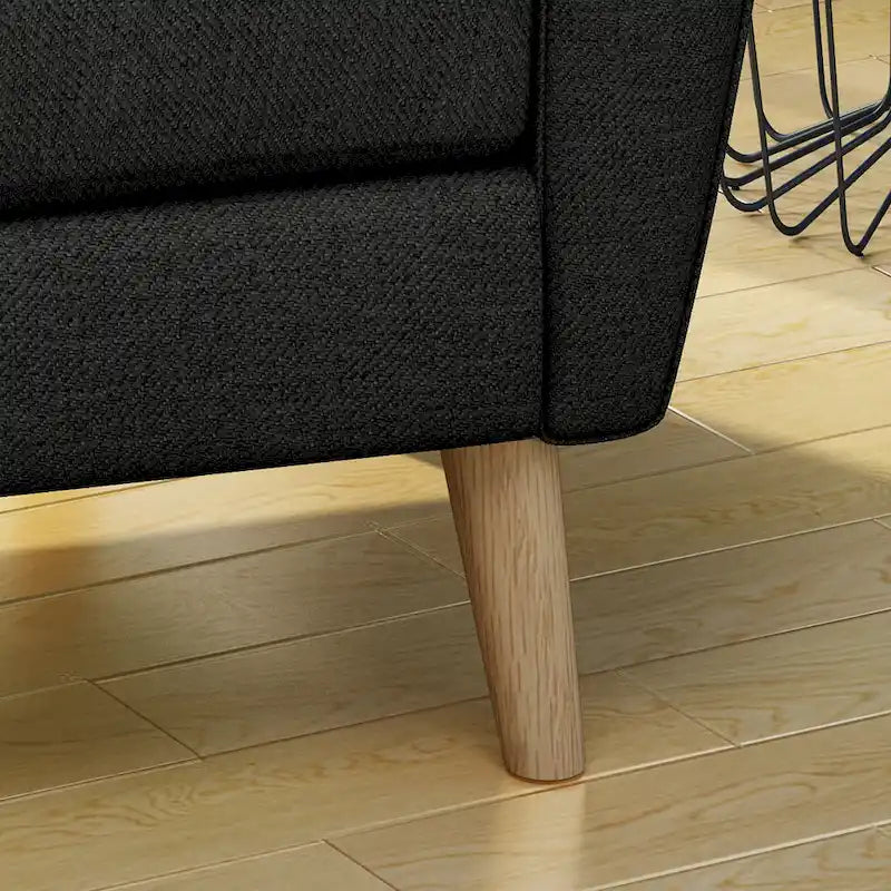 Fauteuil club capitonné en tissu Mid-Century Modern par