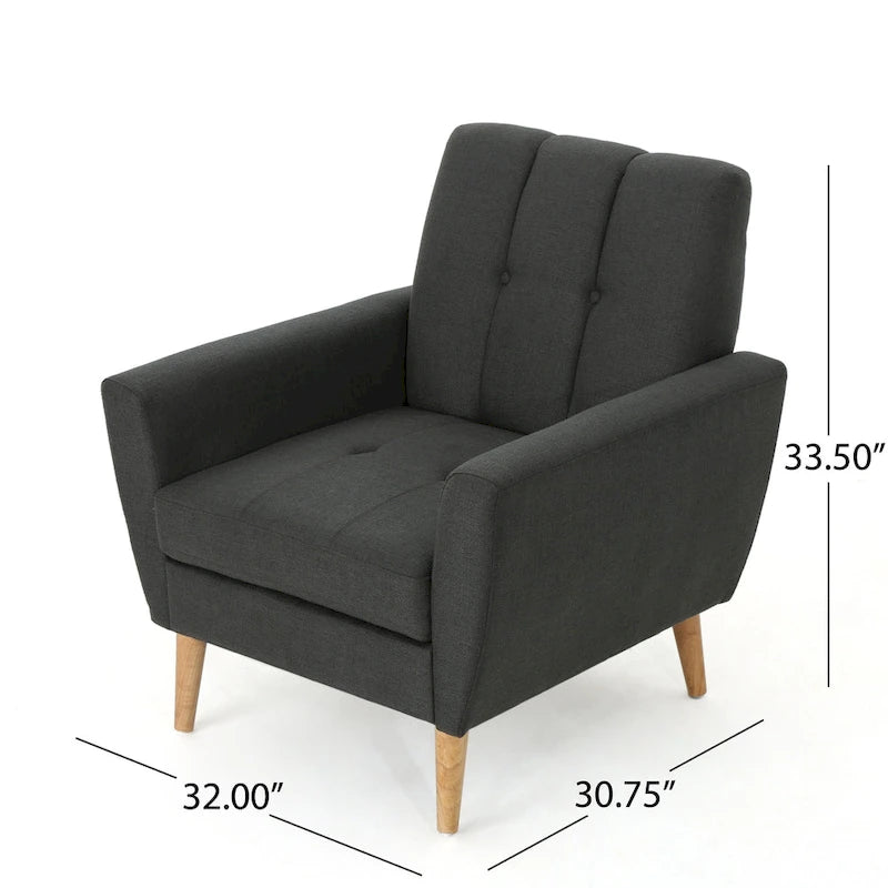 Fauteuil club capitonné en tissu Mid-Century Modern par