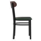 Chaise de salle à manger commerciale en métal avec assise en bois et dossier boomerang