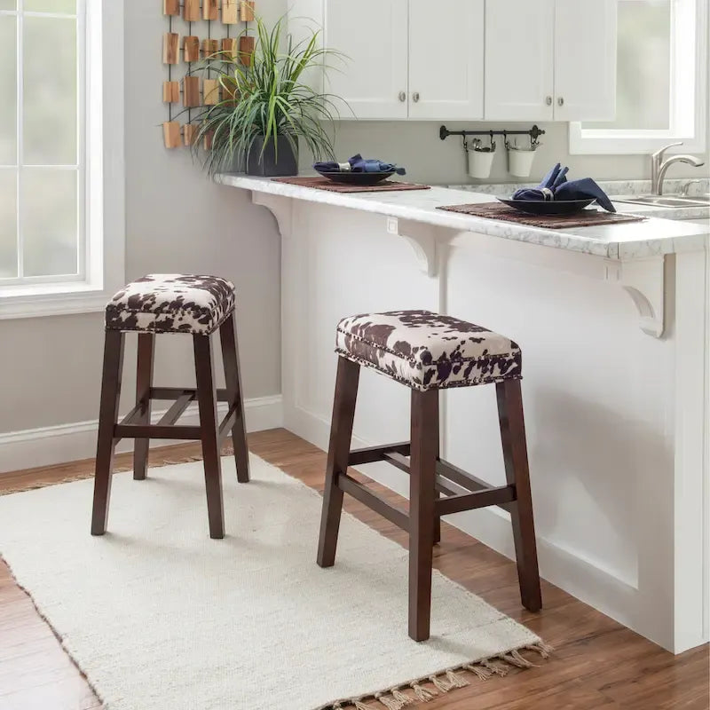 Ian Brown Cow Print Bar Stool