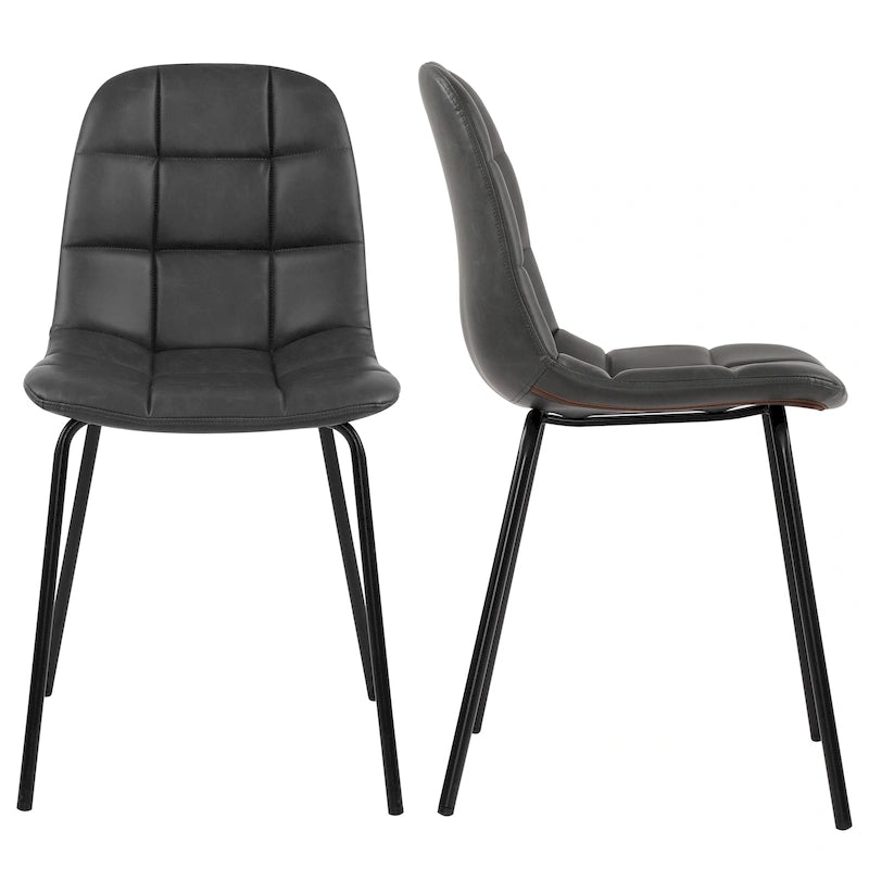 Chaises de salle à manger en similicuir, chaises d'appoint rembourrées avec pieds en métal, lot de 2