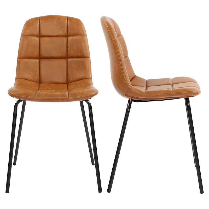 Chaises de salle à manger en similicuir, chaises d'appoint rembourrées avec pieds en métal, lot de 2