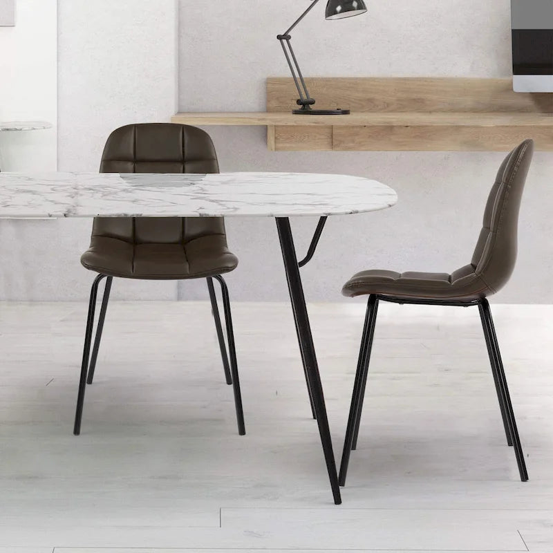 Chaises de salle à manger en similicuir, chaises d'appoint rembourrées avec pieds en métal, lot de 2