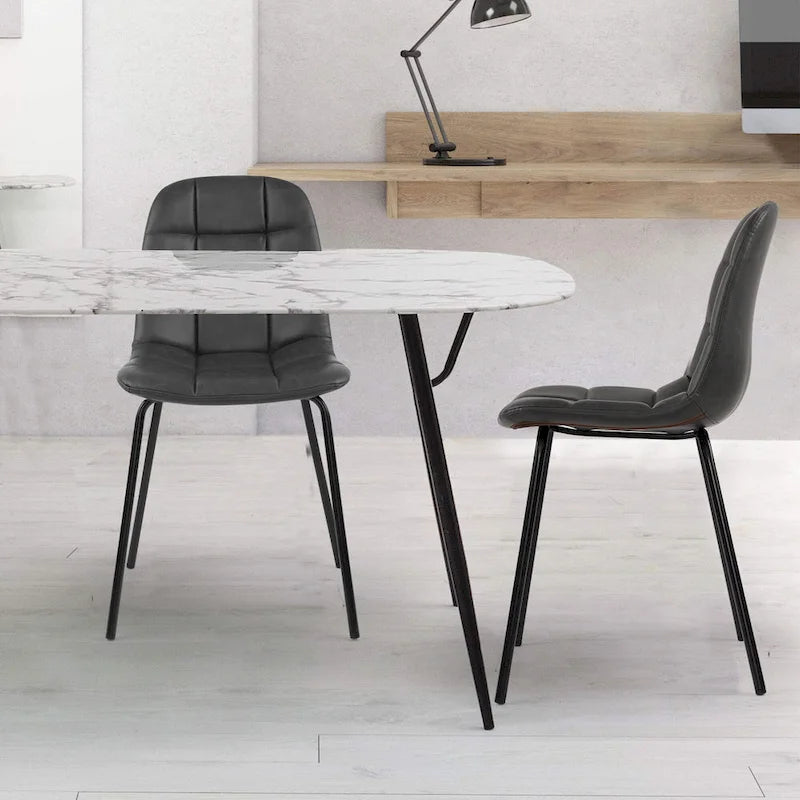 Chaises de salle à manger en similicuir, chaises d'appoint rembourrées avec pieds en métal, lot de 2