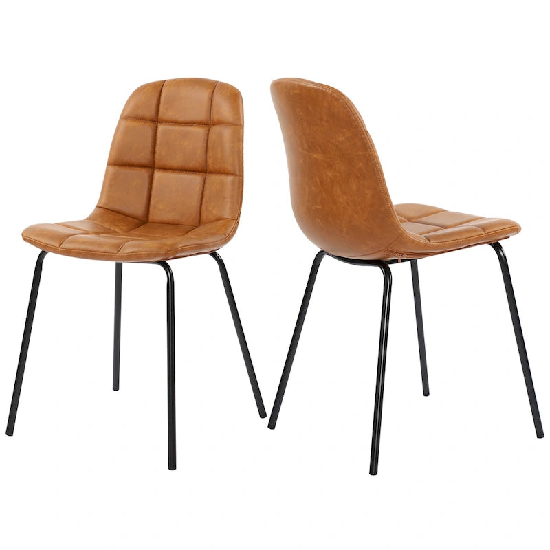 Chaises de salle à manger en similicuir, chaises d'appoint rembourrées avec pieds en métal, lot de 2