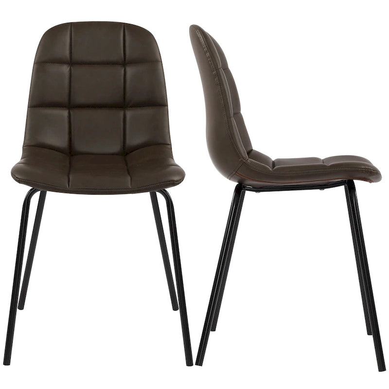Chaises de salle à manger en similicuir, chaises d'appoint rembourrées avec pieds en métal, lot de 2