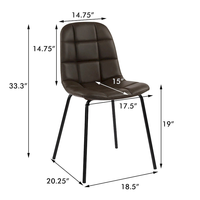 Chaises de salle à manger en similicuir, chaises d'appoint rembourrées avec pieds en métal, lot de 2