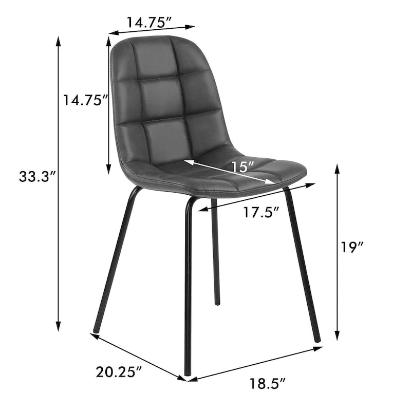 Chaises de salle à manger en similicuir, chaises d'appoint rembourrées avec pieds en métal, lot de 2