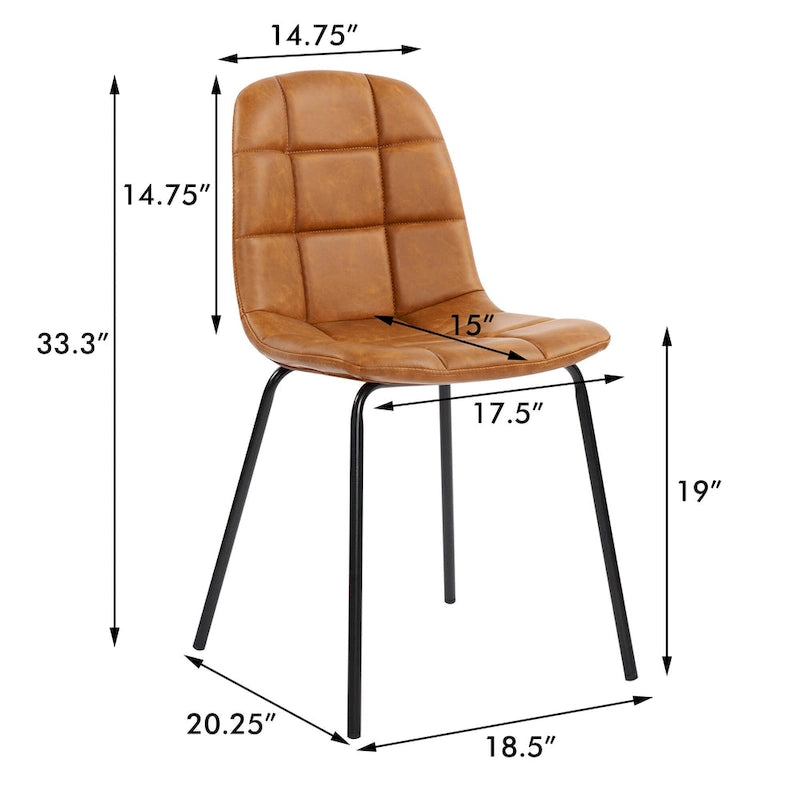 Chaises de salle à manger en similicuir, chaises d'appoint rembourrées avec pieds en métal, lot de 2
