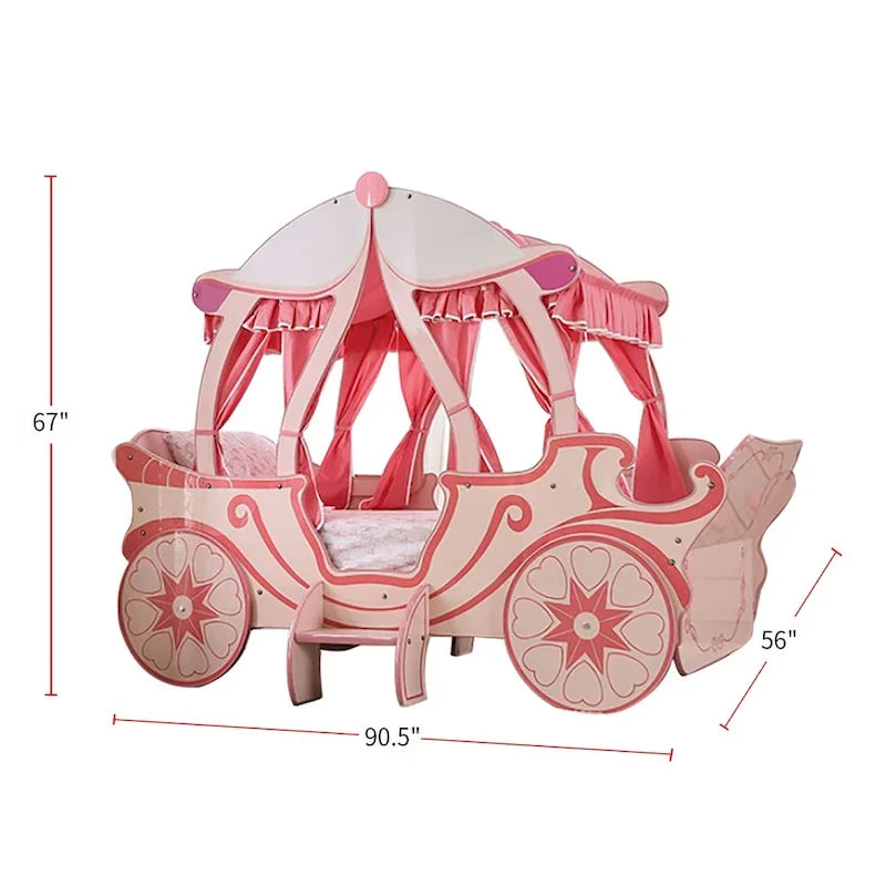 Lit carrosse en bois rose