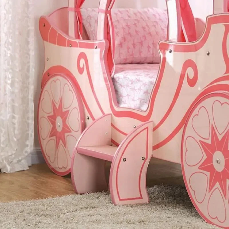 Lit carrosse en bois rose