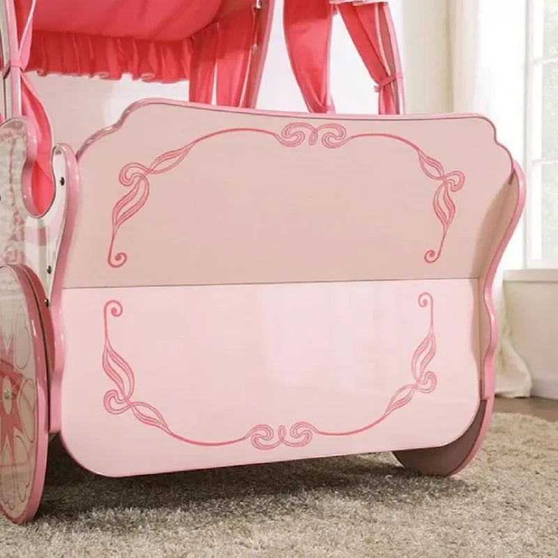 Lit carrosse en bois rose