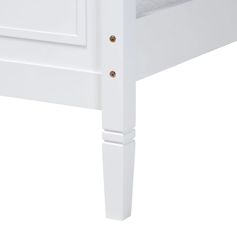 Lit plateforme en bois à finition blanche classique et traditionnelle Mariana