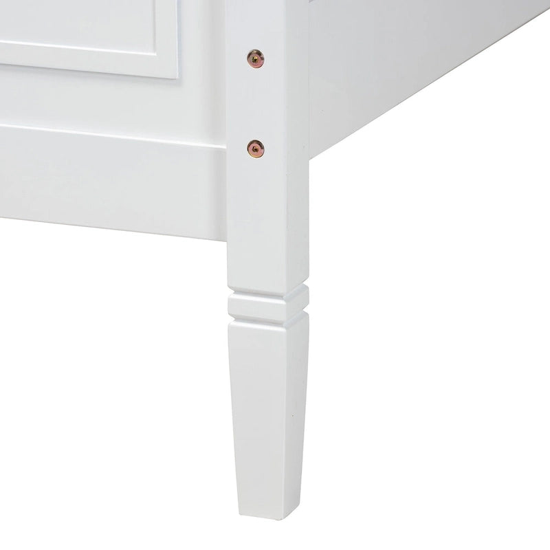 Lit plateforme en bois à finition blanche classique et traditionnelle Mariana