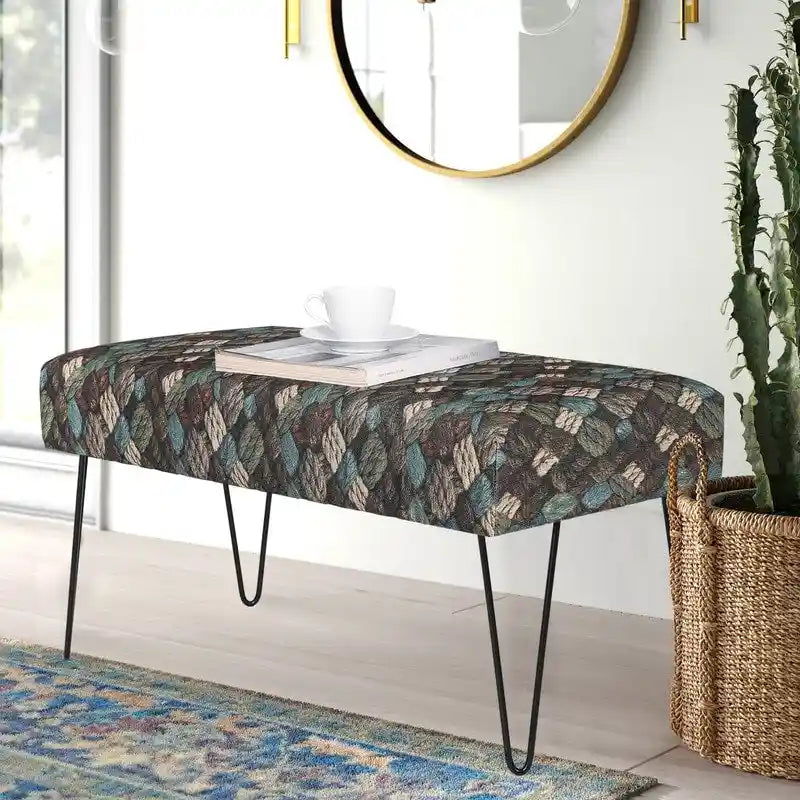 Banc ottoman en tissu rectangulaire rembourré pour chambre à coucher