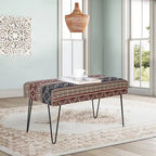 Banc ottoman en tissu rectangulaire rembourré pour chambre à coucher