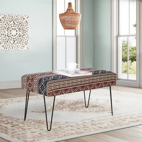 Banc ottoman en tissu rectangulaire rembourré pour chambre à coucher