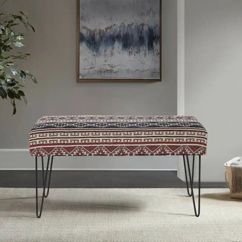 Banc ottoman en tissu rectangulaire rembourré pour chambre à coucher