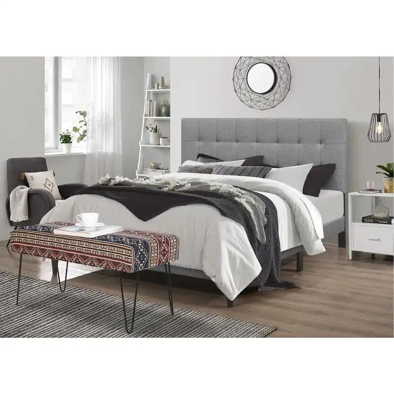Banc ottoman en tissu rectangulaire rembourré pour chambre à coucher