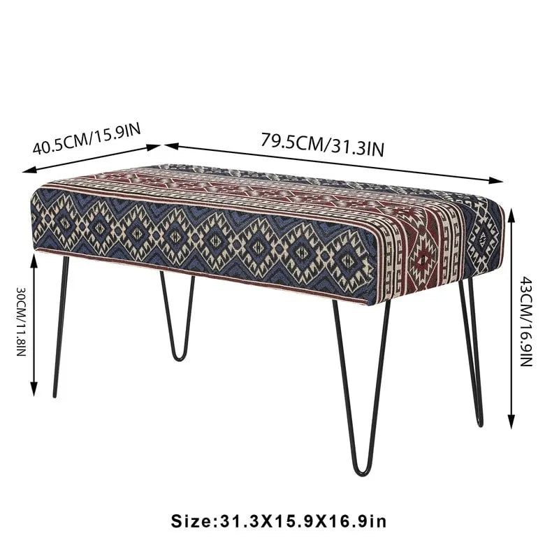 Banc ottoman en tissu rectangulaire rembourré pour chambre à coucher
