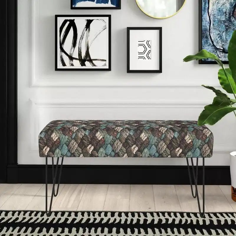 Banc ottoman en tissu rectangulaire rembourré pour chambre à coucher