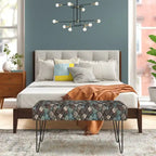 Banc ottoman en tissu rectangulaire rembourré pour chambre à coucher