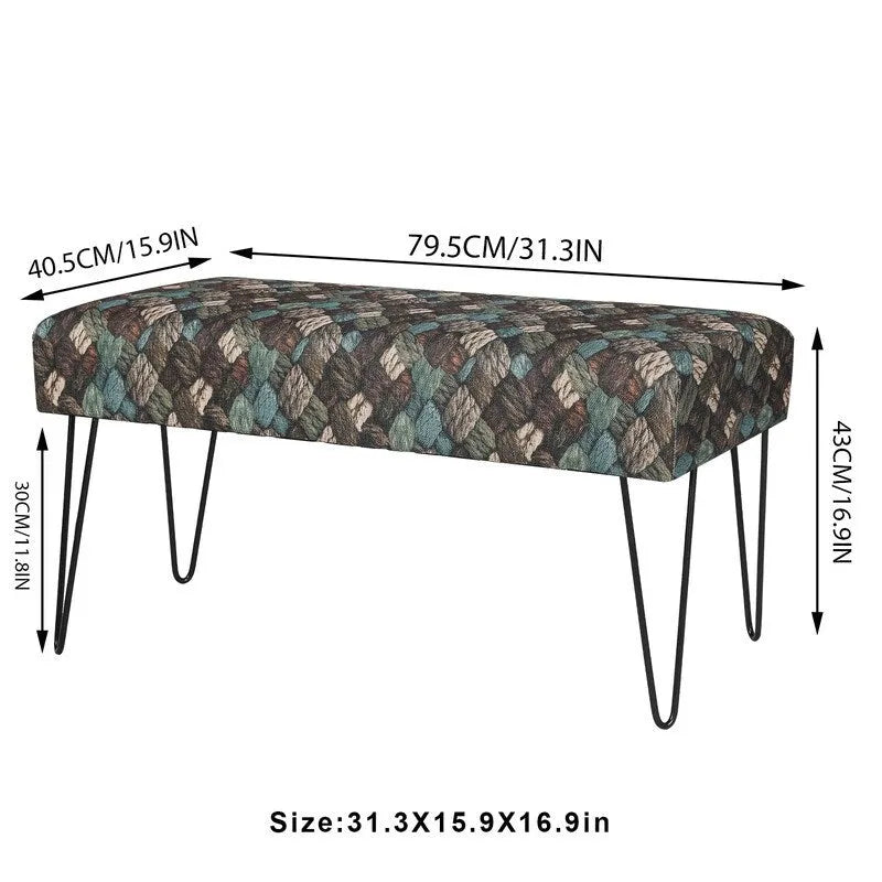 Banc ottoman en tissu rectangulaire rembourré pour chambre à coucher