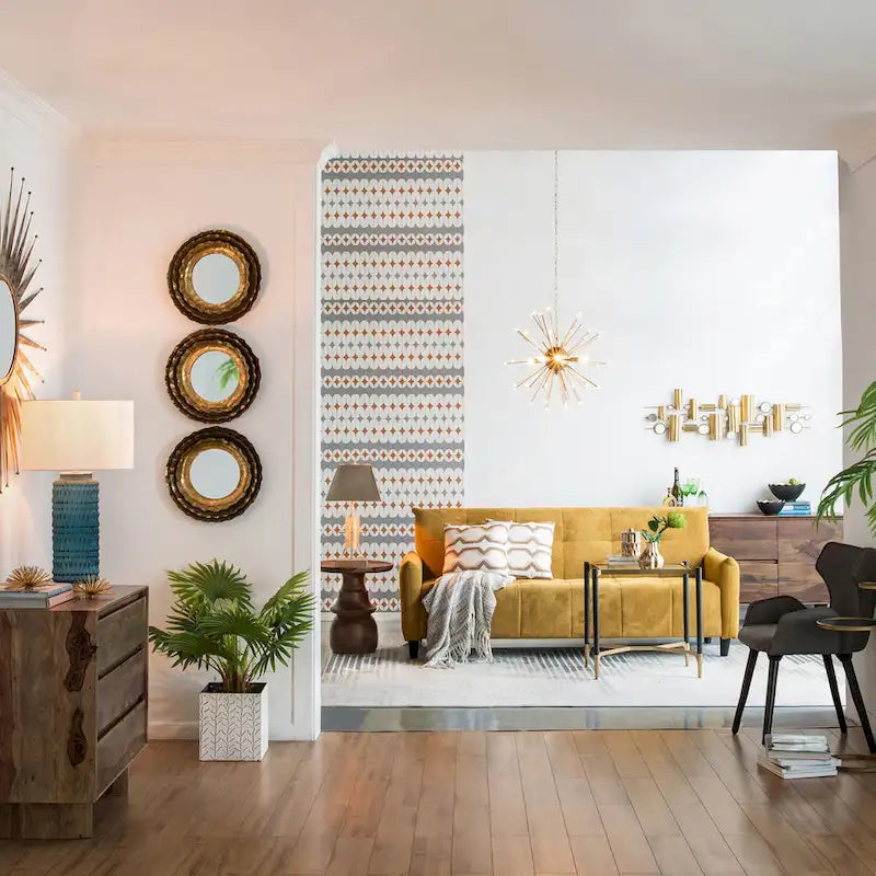 Canapé-lit capitonné grand biscuit moutarde de 79 pouces