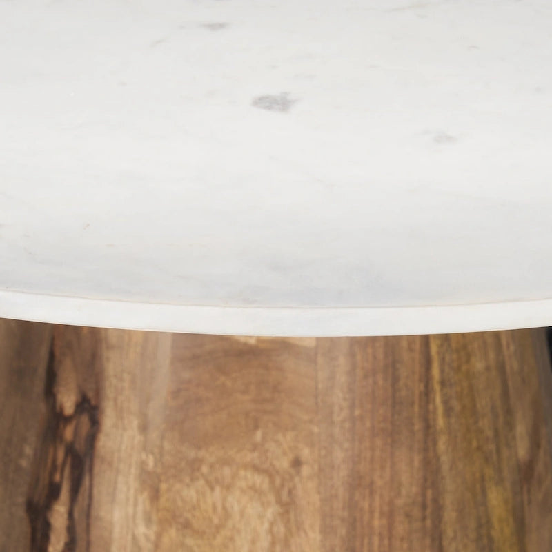 Allyson Table de salle à manger piédestal en marbre blanc et brun moyen, ronde, 48 po - 48,0 L x 48,0 l x 30,0 H