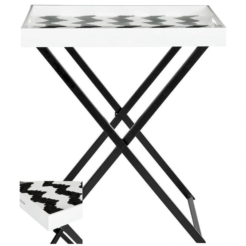 Table de plateau Noir/Blanc - 28Lx18Px32H