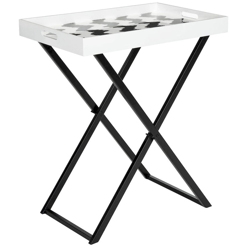 Table de plateau Noir/Blanc - 28Lx18Px32H