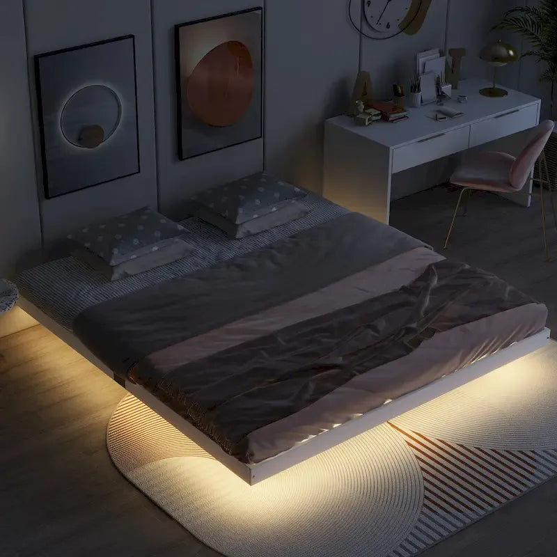 Lit flottant King Size avec lumières LED