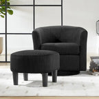 Fauteuil d'appoint pivotant à 360° en velours côtelé, canapé individuel confortable avec ottoman pour salon ou chambre à coucher