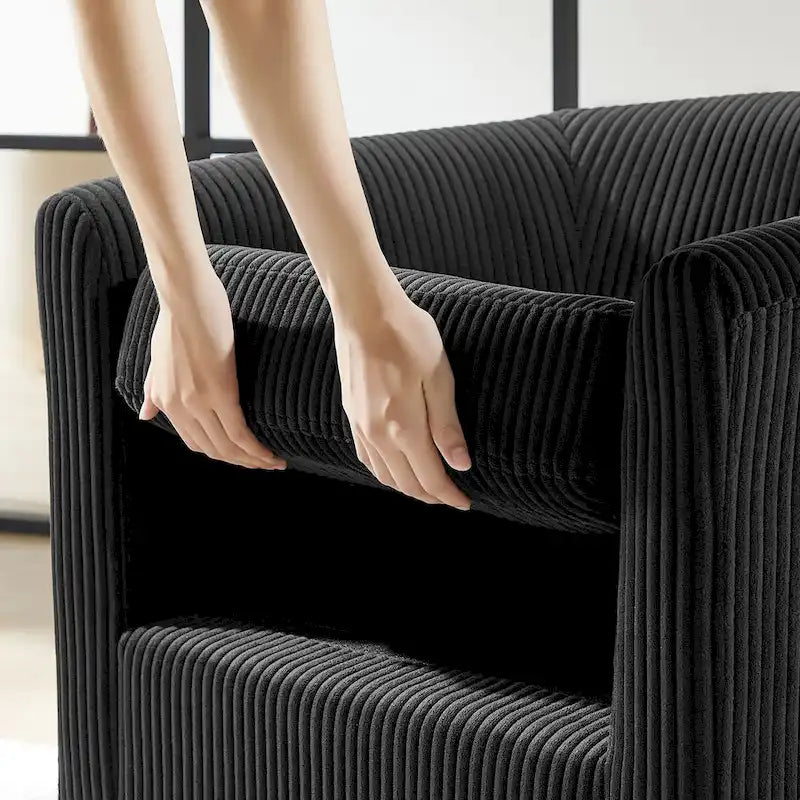 Fauteuil d'appoint pivotant à 360° en velours côtelé, canapé individuel confortable avec ottoman pour salon ou chambre à coucher