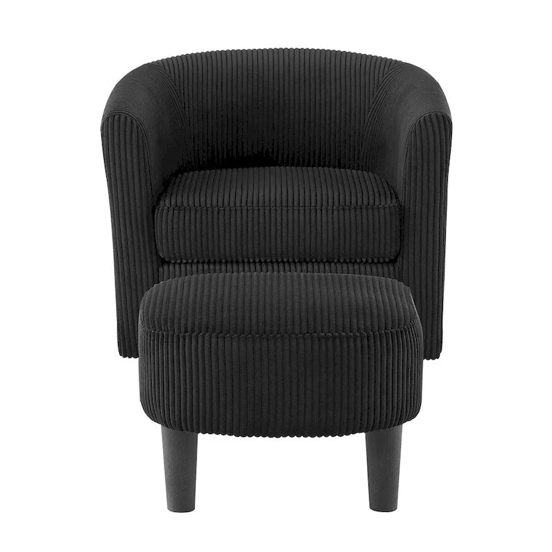 Fauteuil d'appoint pivotant à 360° en velours côtelé, canapé individuel confortable avec ottoman pour salon ou chambre à coucher