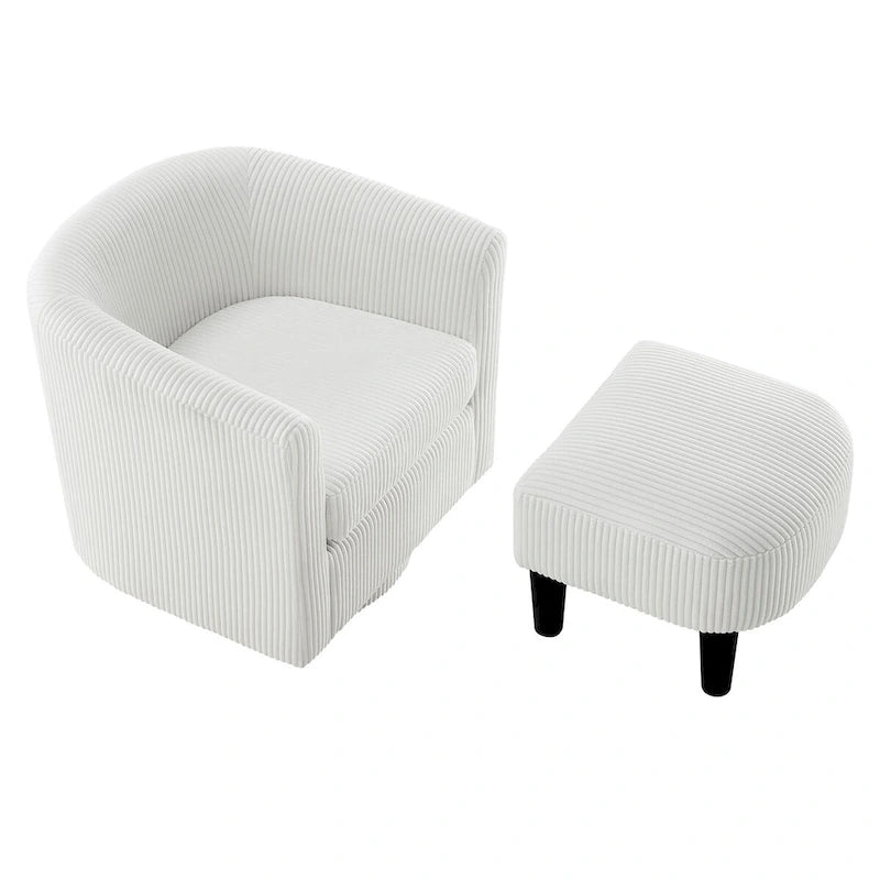 Fauteuil d'appoint pivotant à 360° en velours côtelé, canapé individuel confortable avec ottoman pour salon ou chambre à coucher