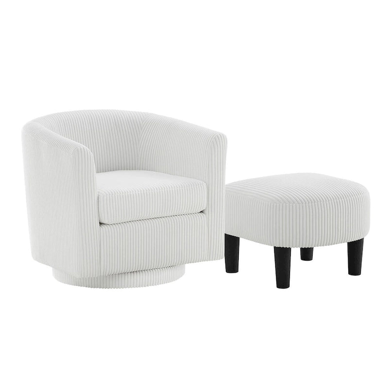 Fauteuil d'appoint pivotant à 360° en velours côtelé, canapé individuel confortable avec ottoman pour salon ou chambre à coucher