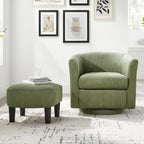 Fauteuil d'appoint pivotant à 360° en velours côtelé, canapé individuel confortable avec ottoman pour salon ou chambre à coucher