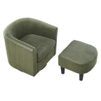 Fauteuil d'appoint pivotant à 360° en velours côtelé, canapé individuel confortable avec ottoman pour salon ou chambre à coucher
