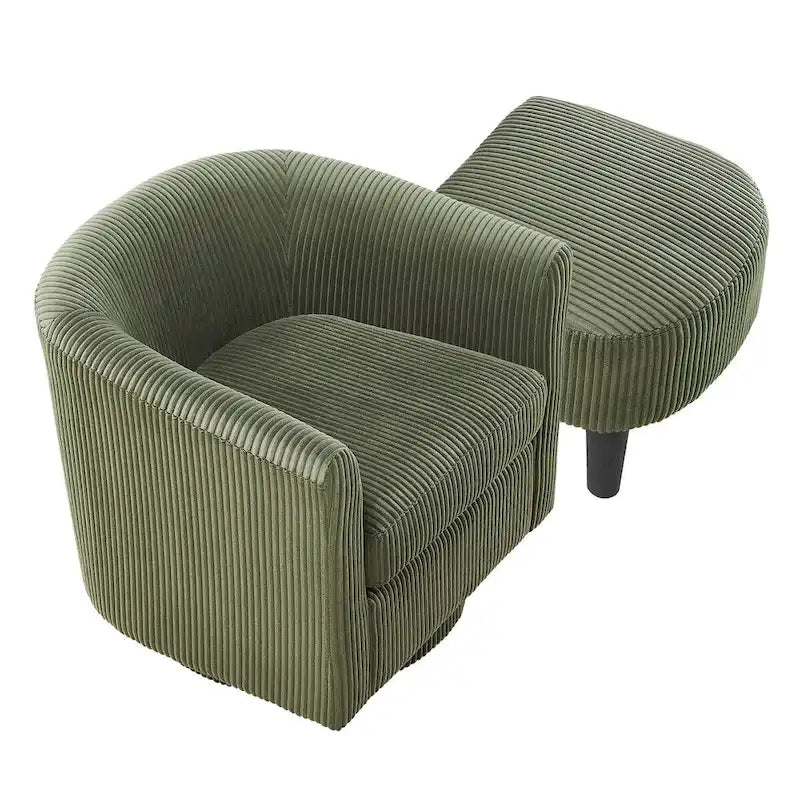 Fauteuil d'appoint pivotant à 360° en velours côtelé, canapé individuel confortable avec ottoman pour salon ou chambre à coucher