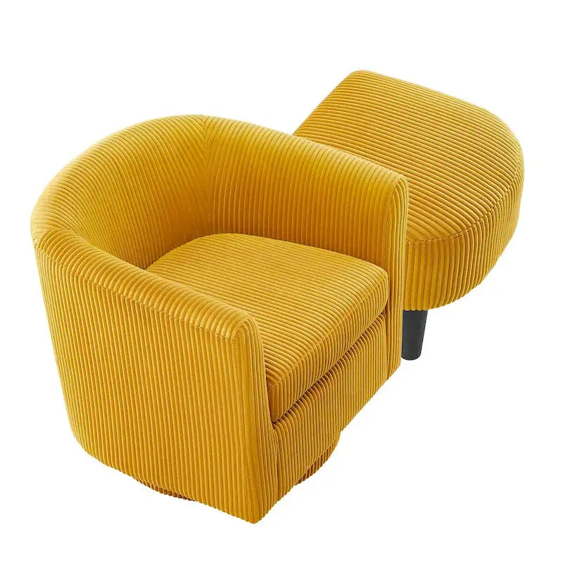 Fauteuil d'appoint pivotant à 360° en velours côtelé, canapé individuel confortable avec ottoman pour salon ou chambre à coucher